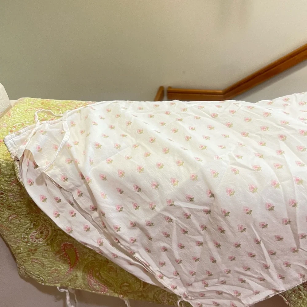 VNTG cotton Green & Pink paisley quilted twin size blanket Set with three sham